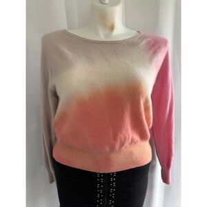 White + Warren 100% Cashmere Sweater Women's Size M Tie Dye Pink Orange Beige